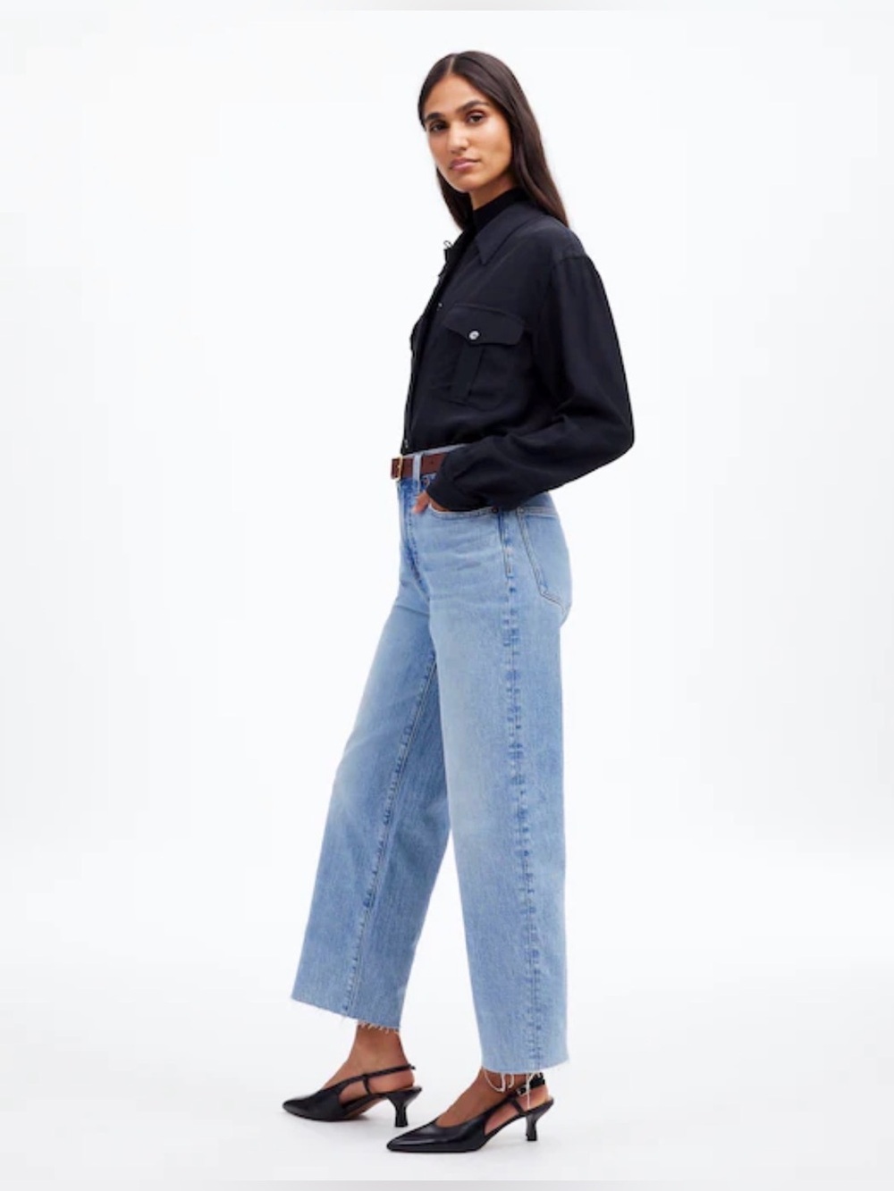 Madewell The Perfect Vintage Wide Leg Crop Jeans Sz 25 - Picture 3 of 8
